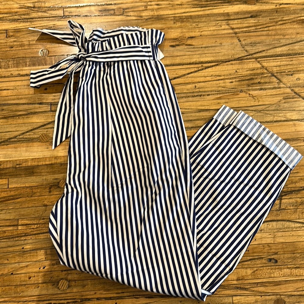NWT Zara navy and white striped pants
